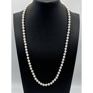 Vintage Faux Pearl Necklace 24" Long 6mm-7mm With 14K Gold Filled Clasp Unsigned